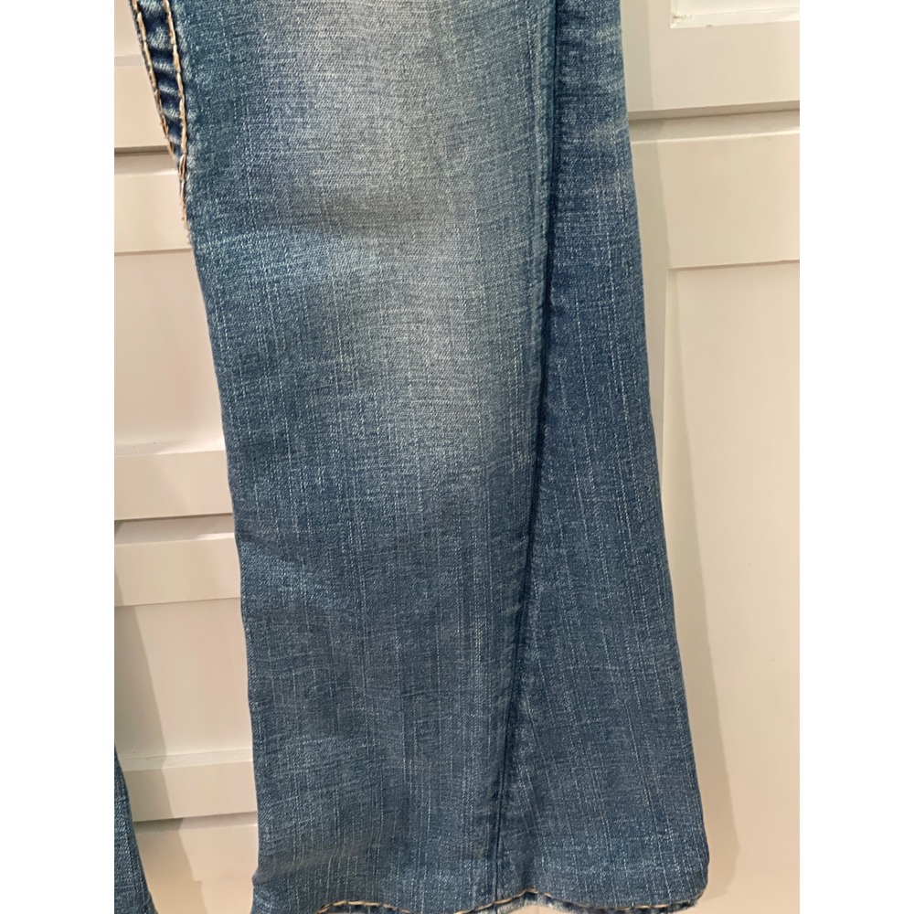 True Religion Jeans Womens 29 Blue Joey Super T Flare Thick Stitch Denim - Picture 3 of 10